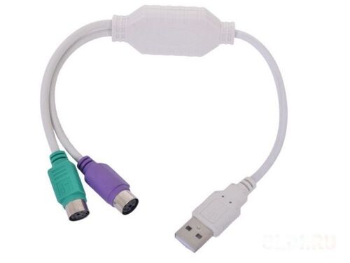 UAPS12 GEMBIRD USB USB TO 2 PORTS PS/2 ADAPTER 30CM KABL, WHITE