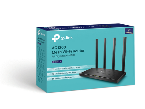 BEŽIČNI RUTER TP-LINK ARCHER C6 WI-FI/AC1200/867MBPS/300MBPS/MU-MIMO/1XGWAN 4XGLAN/4 ANTENA