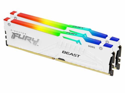 MEMORIJA KINGSTON 64GB(2X32GB)/DIMM/DDR5/5200MHZ/CL36/FURY BEAST WHITE RGB EXPO