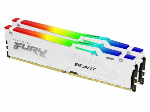 MEMORIJA KINGSTON 64GB(2X32GB)/DIMM/DDR5/5200MHZ/CL40/FURY BEAST WHITE RGB XMP