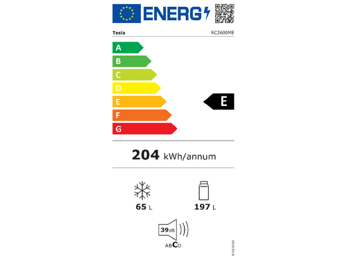 FRIŽIDER TESLA RC2600ME KOMBINOVANI/197L+65L/55 X 57 X 177,5/ BELI