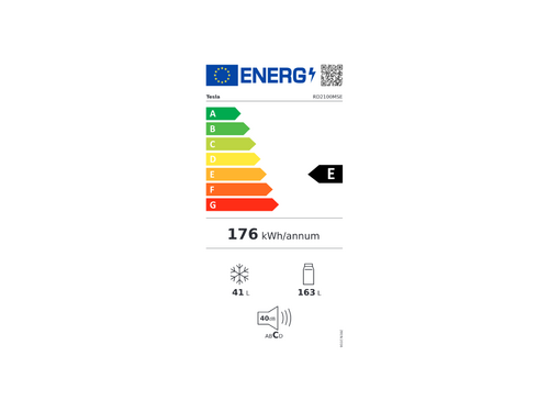 FRIŽIDER TESLA RD2100MSE DVOJE VRATA/RUČNO OTAPANJE/E/166+41L/143X55X55CM/SIVA