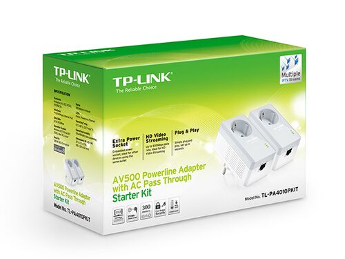 POWERLINE ADAPTER TP-LINK TL-PA4010P KIT AV600/600MBPS/HOMEPLUG AV/UTICNICA/300M