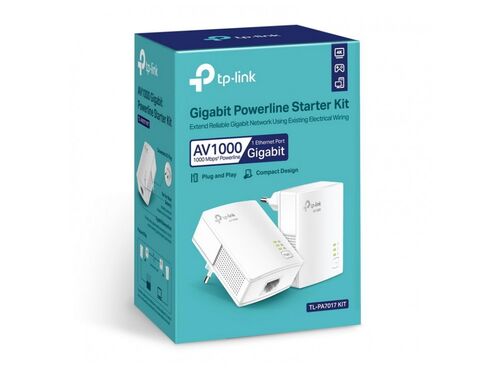 POWERLINE ADAPTER TP-LINK TL-PA7017 KIT AV1000/1GB/HOMEPLUG AV2/HOMEPLUG AV/300M