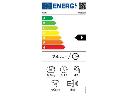 VEŠ MAŠINA TESLA WF61030T 6KG/1000 OBRTAJA/F/85X59,5X47CM/BELA