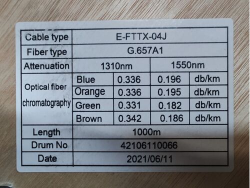 OPTICKI KABL 4-VLAKNA TELCOLINE 4J FTTX FLAT DROP, G657A1,LSOH, INDOOR/OUTDOOR, SA SAJLOM 1000M, 110