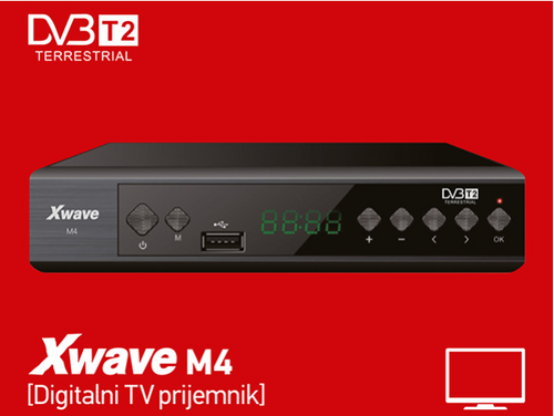 XVAWE DVB-T2 SET TOP BOX M4, LED/SCART/HDMI/USB, MEDIA PLAYER,METALNO KU&#263;I&#353;TE