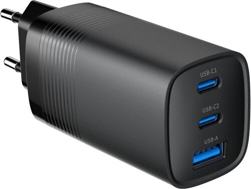 TA-UC-PDQC65-01-BK GEMBIRD 3-PORT 65W GAN USB POWERDELIVERY FAST CHARGER, BLACK