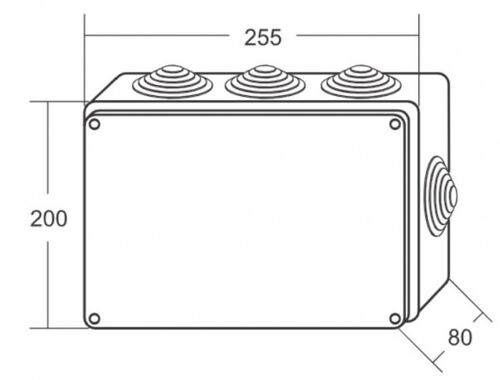 RAZVODNA KUTIJA SA GUMENOM ZAPTIVKOM ME-K255X200X80MM (12 UVODNICA) IP65