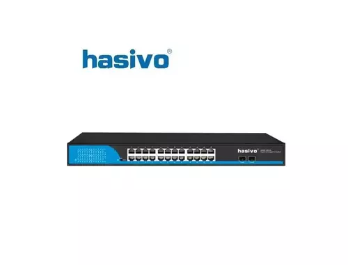 SVIČ 10/100/1000 24 PORT HASIVO S5800P-24G-2S-400W POE++ + 2 SFP 802.3AF/AT/BT  PORT VLAN ISOLATION