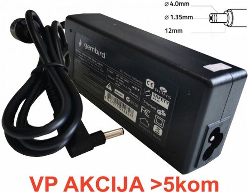 NPA65-190-3420 (AS14) ** GEMBIRD PUNJAC ZA LAPTOP 65W-19V-3.42A, 4.0X1.35MM BLACK (780)