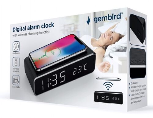 DAC-WPC-01 GEMBIRD DIGITALNI SAT + ALARM SA BEZICNIM PUNJENJEM TELEFONA, BLACK