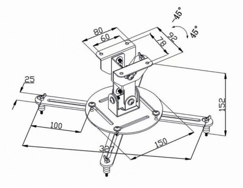 PJCM100BK UNIVERZALNI PLAFONSKI NOSAC ZA PROJEKTOR, ROTIRAJUCI + TILT 90&#176;