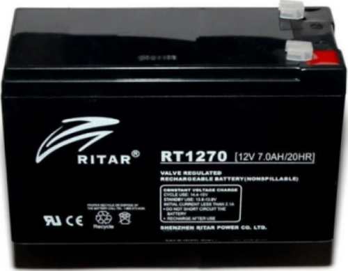 RITAR 12V-7AH F1, RT1270 OLOVNA VRLA BATERIJA, 151&#215;65&#215;99, 1.95KG, BLACK