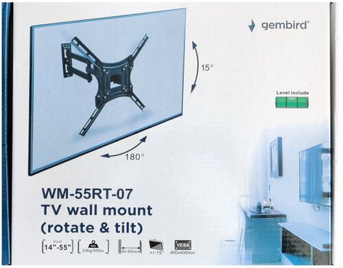 WM-55RT-07 ** GEMBIRD ROTATE/TILT VESA MAX. 40X40CM 14-55 MAX.20KG (819)