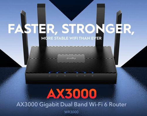 CUDY WR1500 AX1500 DUAL BAND 2.4+5GHZ WI-FI RUTER 1W/4LAN GBIT,4X5DBI AP/REP/MU-MIMO