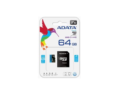 A-DATA MEMORIJSKA KARTICA UHS-I MICROSDXC 64GB CLASS 10 + ADAPTER AUSDX64GUICL10A1-RA1