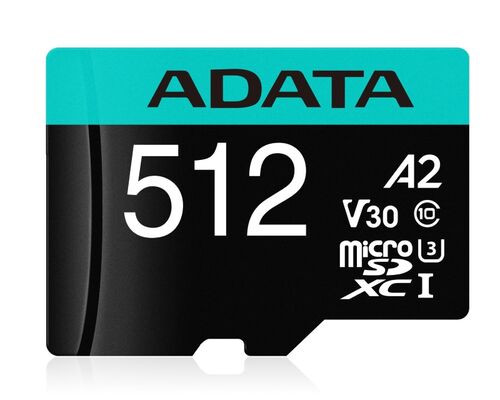 A-DATA MEMORIJSKA KARTICA UHS-I U3 MICROSDXC 512GB V30S CLASS 10 + ADAPTER AUSDX512GUI3V30SA2-RA1