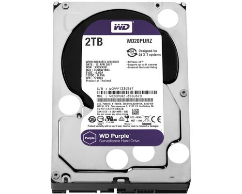 WD 2TB 3.5" SATA III 64MB INTELLIPOWER WD20PURZ PURPLE OUTLET