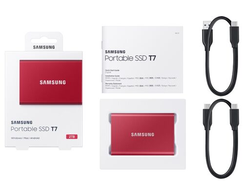 SAMSUNG PORTABLE T7 2TB CRVENI EKSTERNI SSD MU-PC2T0R