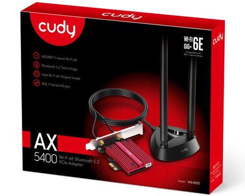 CUDY WE4000 AX5400 WI-FI 6/6E BLUETOOTH 5.2 PCIE ADAPTER MREŽNA KARTA