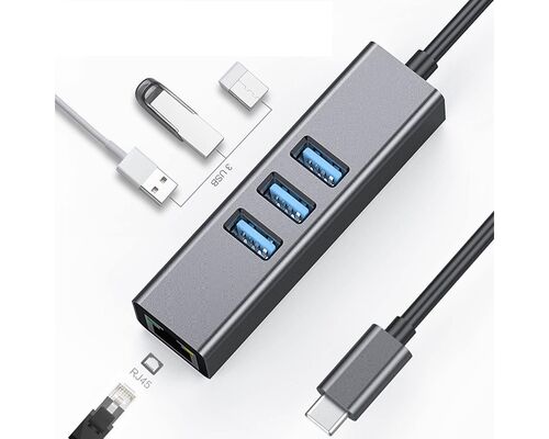 FAST ASIA ADAPTER-KONVERTOR TIP C NA 3XUSB 3.0+RJ45 META