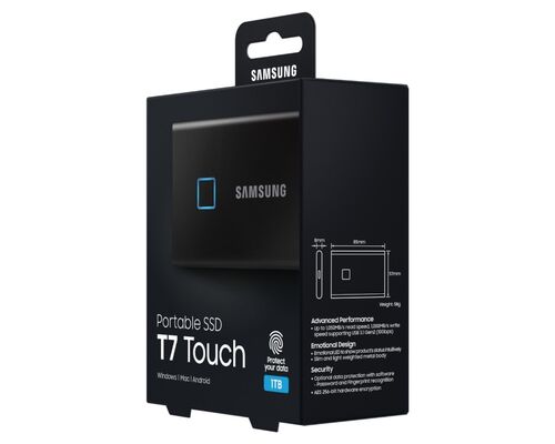 SAMSUNG PORTABLE T7 TOUCH 1TB CRNI EKSTERNI SSD MU-PC1T0K