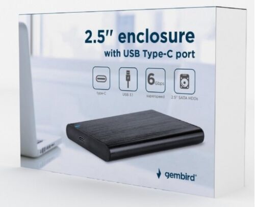 EE2-U3S-6 GEMBIRD USB 3.1 EXTERNO KUCISTE ZA 2.5 SATA HARD DISKOVE, TYPE-C, BRUSENI ALUMINIUM,CRNO A