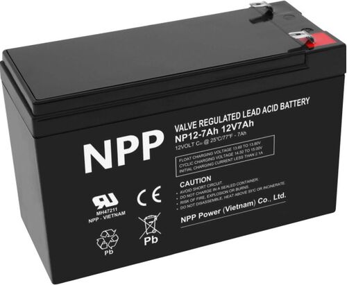 NPP NP12V-7AH, AGM BATTERY, C20=7AH, T1, 151X65X94X100, 1,97KG, BLACK