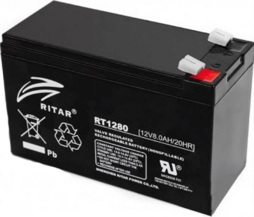 RITAR 12V-8AH, RT1280 OLOVNA VRLA BATERIJA, 151&#215;65&#215;99, 2.31KG, BLACK