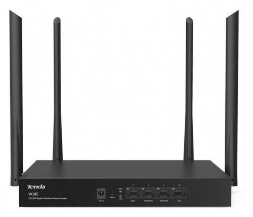 TENDA W18E AC1200 WIRELESS DUAL BAND RUTER 2.4+5GHZ, 1W/3L, GBIT, 128MB, 4X5DBI 12V/1A 50USERS 300M2