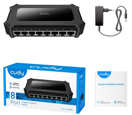 CUDY GS108D 8-PORT GBIT DESKTOP SWITCH, 8X RJ45 10/100/1000 (ALT.PFS3008-8GT-L)