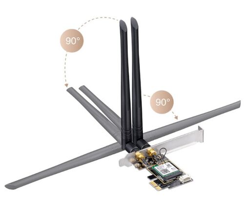 CUDY WE3000 AX5400 WI-FI 6E + BT5.2 PCI EXPRESS ADAPTER 2.4+5GHZ, 2X5DBI DETACHABLE ANTENNA