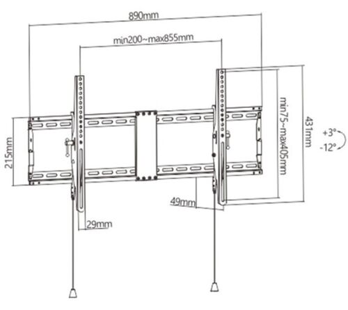 WM-90T-01 GEMBIRD TILT VESA MAX 80X40CM 43-90 MAX.70KG A