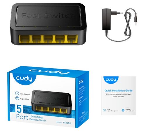 CUDY FS105D LAN 5-PORT 10/100 SWITCH AUTO-NEGOTIATION RJ45 PORTS (ALT S105 )