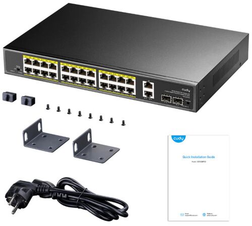 CUDY GS1026PS2 24-PORT GIGABIT POE+ SWITCH WITH 2 UPLINK GIGABIT PORTS AND 2 GIGABIT SFP SLOTS 300W