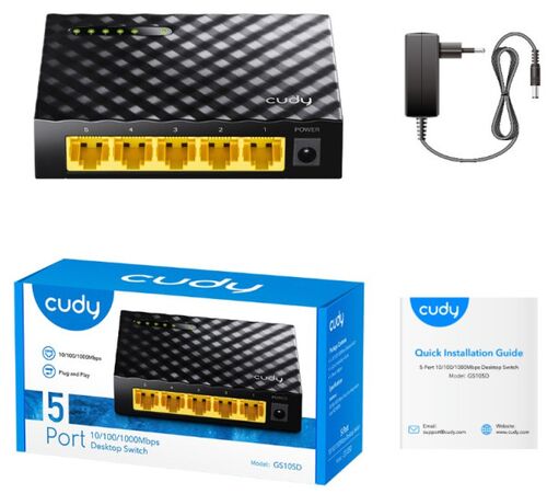 CUDY GS105D 5-PORT GBIT DESKTOP SWITCH, 5X RJ45 10/100/1000 (ALT. GS105, SG105, PFS3005-GT-L)