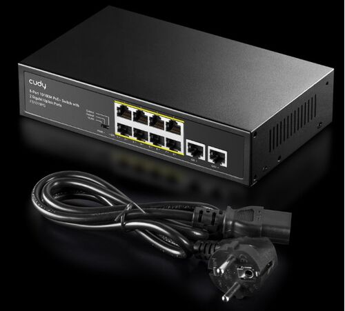 CUDY FS1010PG 8-PORT 10/100M POE+ SWITCH, 2UPLINK 10/100/1000M, 120W, 250M, STEEL (ALT.PFS3010-8ET)