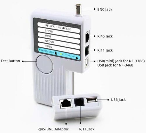 TESTER KABLOVSKI LAN NOYAFA NF-3468 RJ11/ RJ45/ USB/ BNC