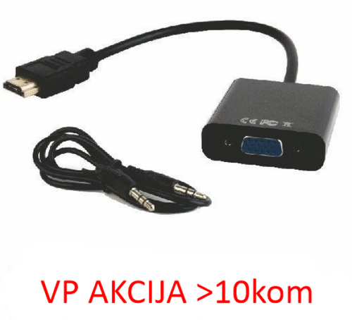 A-HDMI-VGA-06 ** GEMBIRD  HDMI TO VGA + AUDIO ADAPTER CABLE, SINGLE PORT (ALT A-HDMI-VGA-03, 439)