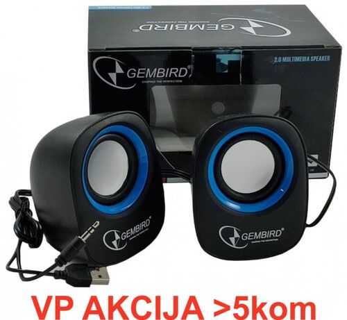 SPK-111 ** GEMBIRD STEREO ZVUCNICI BLUE/BLACK, 2 X 3W RMS USB PWR, 3.5MM KUTIJA SA PROZOROM (379)