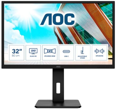 MONITOR AOC 31.5 Q32P2CA,* MONITOR IPS LED 2K(2560X1.440)250 NITS,4MS, 75HZ, 6W ZVUCNICI,DP,HDMI,USB