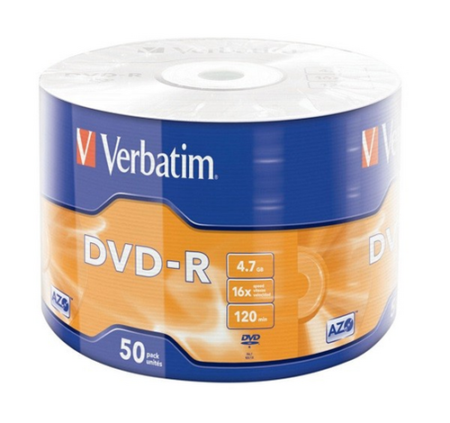 DVD-R VERBATIM 4.7GB 16X 4.7GB 1/50 DL WRAP/43791