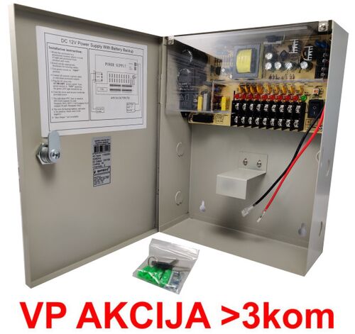 NAPRKU-12V/10A-9CH ** GEMBIRD NAPAJANJE U KUTIJI SA OPCIJOM UPS (BEZ BATERIJE) 1.5A/CH (3729)