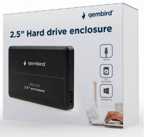 EE2-U3S-2 GEMBIRD USB 3.0 EXTERNO KUCISTE ZA 2.5 SATA HARD DISKOVE, ALUMINIUM, CRNI A