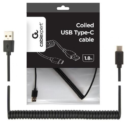 CC-USB2C-AMCM-6 GEMBIRD SPIRALNI USB 2.0 AM NA USB-C KABL, 1.8 M, BLACK