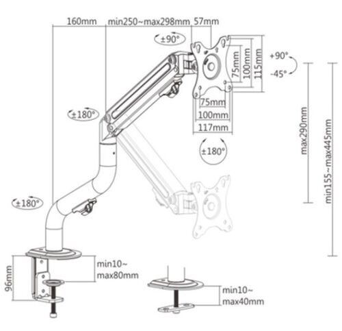 MA-DA1-02 GEMBIRD PODESIVI STONI DRZAC ZA MONITOR,TILT, 17-32 MAX.8KG (ALT.MA-DA1-05) FO