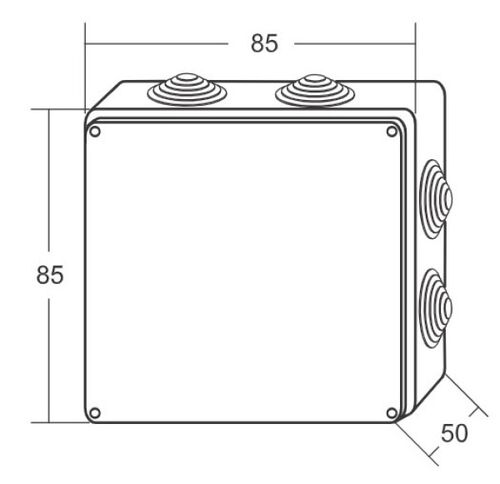RAZVODNA KUTIJA SA GUMENOM ZAPTIVKOM ME-K85X85X50MM (7 UVODNICA) IP55