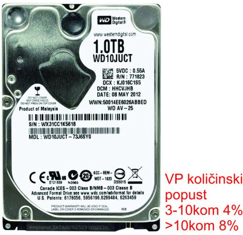 HDD 2.5 ** 1TB WD10JUCT WD 16MB 5400RPM SATA 9,5MM