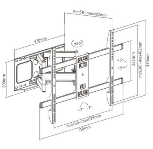 WM-80ST-02 GEMBIRD TV NOSAC OKRETANJE/TILT 37-80 VESA MAX.60X40CM, MAX 60KG, DRZAC